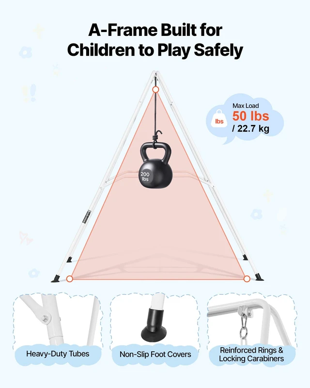 Alt view image 3 of 8 - VEVOR Toddler Swing and Jumper, 2 in 1 Swing Set and Bouncer, Soft Cushion with Foldable A-Frame Metal Stand, Heavy-Duty Thick Ropes, Easy to Install and Store, for Indoor or Outdoor Play, Gray