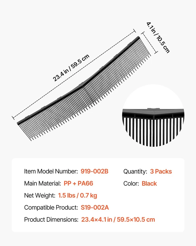 Alt view image 7 of 8 - VEVOR 3 Packs Lawn Sweeper Brush Replacement, Compatible with VEVOR 26 in Lawn & Leaf Collector Sweepers, Yard Sweeper Brush Paddle with Durable V-Shaped Bristles for Easy Grass Leaf Cleanup