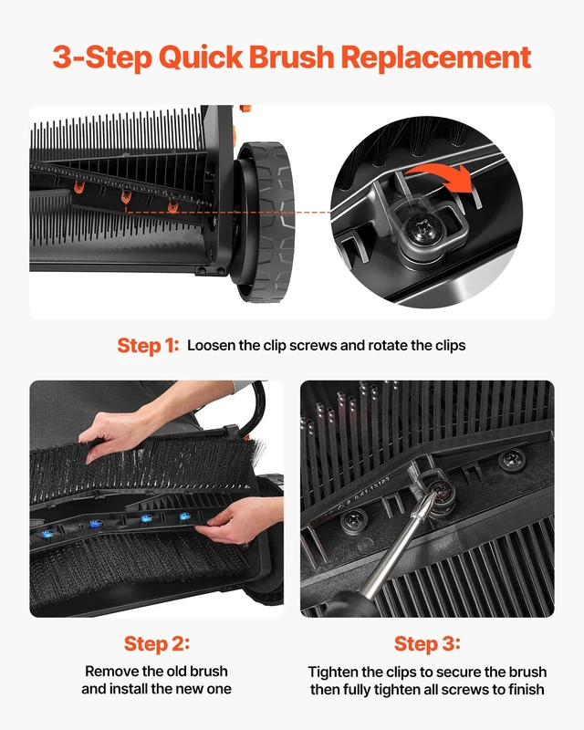 Alt view image 6 of 8 - VEVOR 3 Packs Lawn Sweeper Brush Replacement, Compatible with VEVOR 26 in Lawn & Leaf Collector Sweepers, Yard Sweeper Brush Paddle with Durable V-Shaped Bristles for Easy Grass Leaf Cleanup