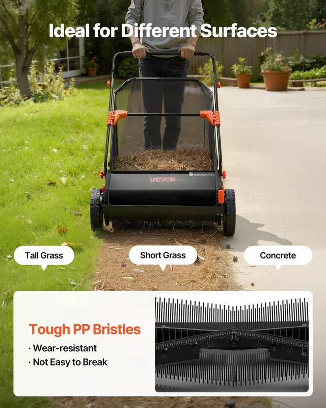 Alt view image 5 of 8 - VEVOR 3 Packs Lawn Sweeper Brush Replacement, Compatible with VEVOR 30 in Lawn & Leaf Collector Sweepers, Yard Sweeper Brush Paddle with Durable V-Shaped Bristles for Easy Grass Leaf Cleanup