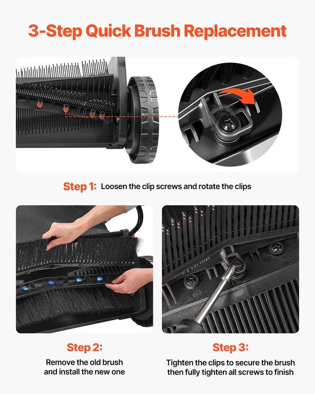 Alt view image 6 of 8 - VEVOR 3 Packs Lawn Sweeper Brush Replacement, Compatible with VEVOR 30 in Lawn & Leaf Collector Sweepers, Yard Sweeper Brush Paddle with Durable V-Shaped Bristles for Easy Grass Leaf Cleanup