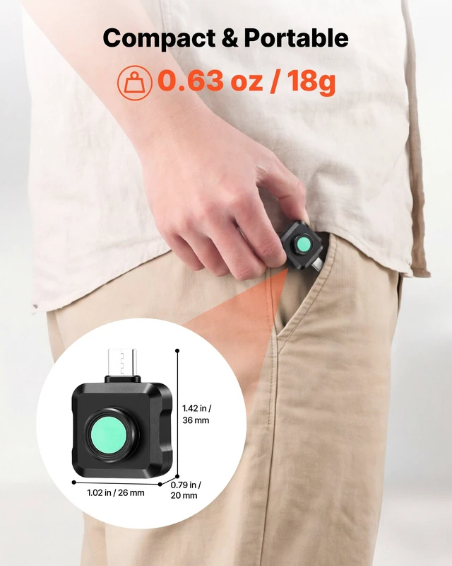 Alt view image 5 of 8 - VEVOR Thermal Imaging Camera for Android, 320 x 240 TISR Super Resolution, 25HZ Refresh Rate Infrared Thermal Imager for Smartphone Tablet, 160 x 120 IR Resolution, -4°F to 1022°F & 15 Color Palettes
