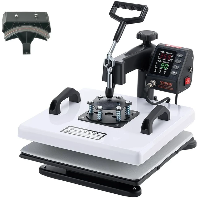 Main image of VEVOR Heat Press Machine, 15 x 15 in, 2-in-1 Multifunction, 360° Swing Away, 1200W Double Tube Fast and Even Heating, Digital Precise Control, Sublimation Press Machine for T-Shirts, Hats, Caps