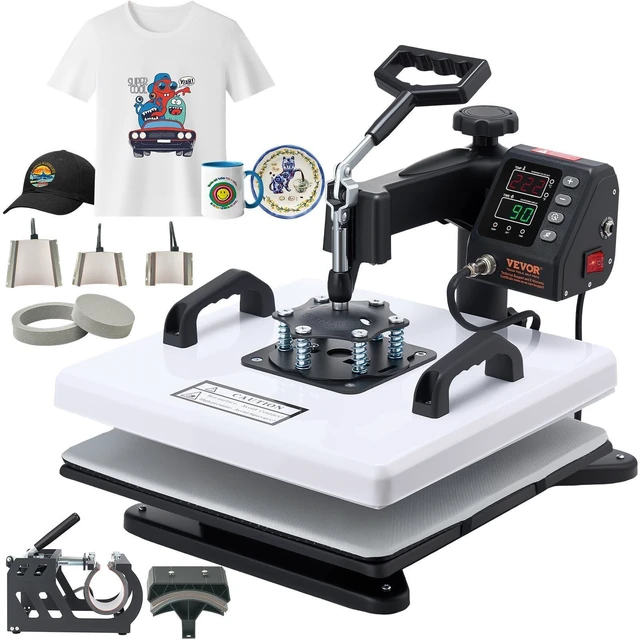 Main image of VEVOR Heat Press Machine, 15 x 15 in, 8-in-1 Multifunction, 360° Swing Away, Heat Up Fast and Even, Digital Precise Control, Sublimation Press Machine for T-Shirts, Mugs, Tumblers, Caps, Plates