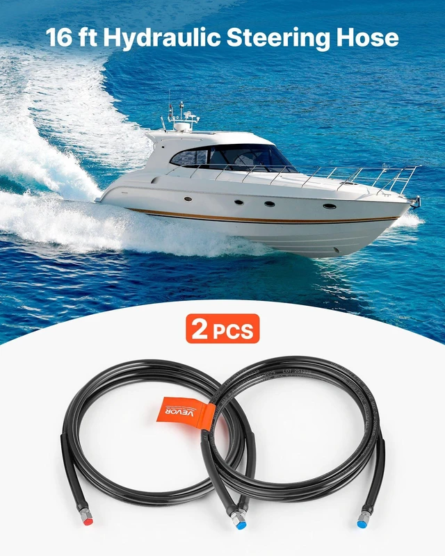 Alt view image 2 of 8 - VEVOR Hydraulic Hose Kit, 16 ft 2-Piece Leak-Proof TPEE Outboard Steering Hose Kit with 304 Stainless Steel Connector, Compatible with Marine Outboard Steering Systems, 20 MPa Max Working Pressure