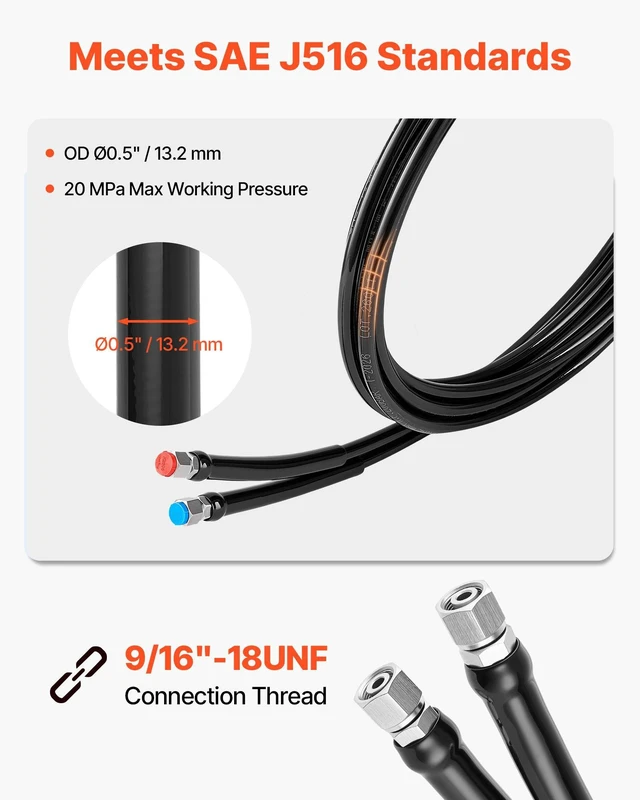 Alt view image 3 of 8 - VEVOR Hydraulic Hose Kit, 16 ft 2-Piece Leak-Proof TPEE Outboard Steering Hose Kit with 304 Stainless Steel Connector, Compatible with Marine Outboard Steering Systems, 20 MPa Max Working Pressure