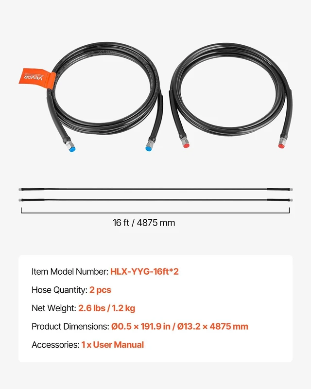 Alt view image 7 of 8 - VEVOR Hydraulic Hose Kit, 16 ft 2-Piece Leak-Proof TPEE Outboard Steering Hose Kit with 304 Stainless Steel Connector, Compatible with Marine Outboard Steering Systems, 20 MPa Max Working Pressure