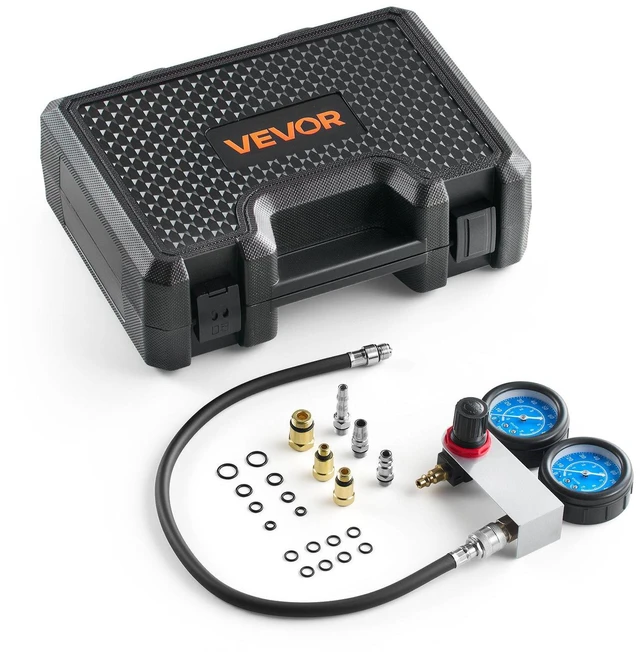 Main image of VEVOR Engine Cylinder Compression Tester Kit, Pressure Gauge Range of 0-100 PSI, Automotive Leak Down Tester Kit with 4 Adapters & Air Fittings, Pressure Check & Leakage Rate Test on Cars, Motorcycles
