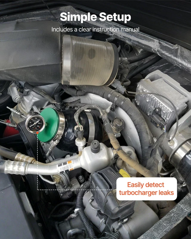 Alt view image 6 of 8 - VEVOR Turbo Boost Leak Tester 4", 3" 6061 Aluminum End Cap, 0-30 PSI Adapter Gauge Range, Check Test Intake Charge Pipe Pressure Leaks with 4 Pairs of Air Fittings for Turbo Cars, SUVs, Diesel Trucks