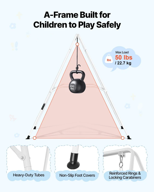 Alt view image 3 of 8 - VEVOR Toddler Swing and Jumper, 2 in 1 Swing Set and Bouncer, Soft Cushion with Foldable A-Frame Metal Stand, Heavy-Duty Thick Ropes, Easy to Install and Store, for Indoor or Outdoor Play, Black