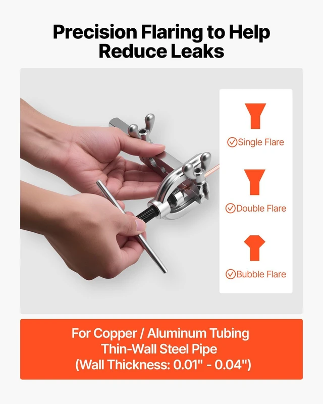 Alt view image 4 of 8 - VEVOR 3/16" Brake Line Repair Kit, 45° Double & Single Brake Line Flaring Tool Kit, 25FT Copper Coated Brake Line (with 16 Fittings & 4 Unions) - Tube Cutter, 5 Adapters and Toolbox Included