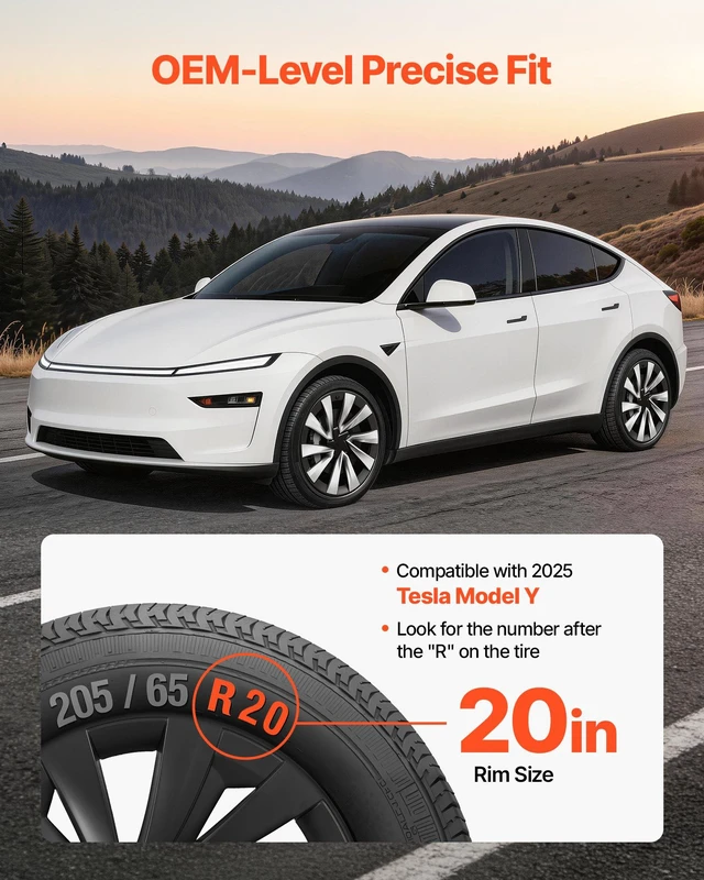 Alt view image 2 of 8 - VEVOR Hubcaps Wheel Covers for 2025 Tesla Model Y, 20 Inch Set of 4 Wheel Rim Cover Hubcaps OEM Style Replacement, R20 Size Snap On Car Hub Caps, Premium Sturdy 10-Spoke ABS Tire Rim Caps, Matte Black