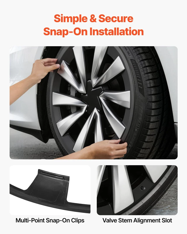 Alt view image 4 of 8 - VEVOR Hubcaps Wheel Covers for 2025 Tesla Model Y, 20 Inch Set of 4 Wheel Rim Cover Hubcaps OEM Style Replacement, R20 Size Snap On Car Hub Caps, Premium Sturdy 10-Spoke ABS Tire Rim Caps, Matte Black