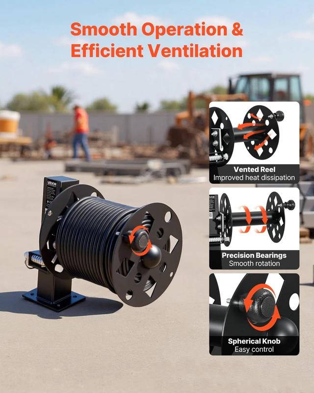 Alt view image 5 of 8 - VEVOR 2PCS Heavy Duty Welding Cable Reels, Welding Cable Lead Reels for 150FT 1/0 & 125FT 2/0 Cable, Powder-Coated Steel Reel with Locking Pin for Service Trucks, Fleet Maintenance, Jobsites