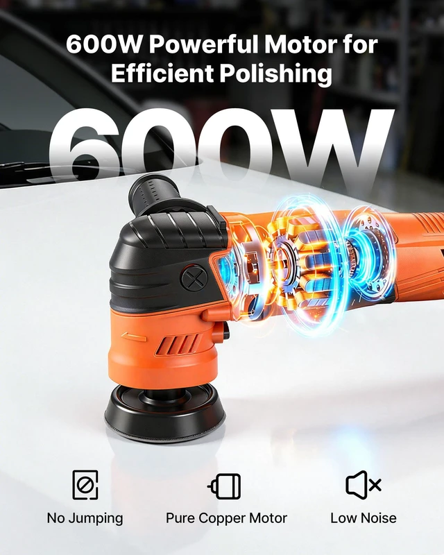 Alt view image 2 of 8 - VEVOR Car Buffer Polisher, 1.2"/2"/3" Rotary Polisher Buffer, 600W 6 Variable Speeds 1000-4500RPM Car Polisher Waxer Kit for Cars Detailing, Waxing, Polishing, Scratch Removal