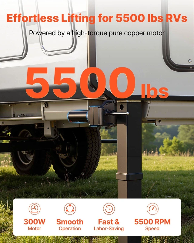 Alt view image 4 of 8 - VEVOR RV 5th Wheel Landing Gear Motor, Replaces LG-142178, 5500 lbs Capacity, 300W RV Fifth Wheel Power Landing Gear Motor Compatible with Lippert Venture, Atwood, Stromberg Carlson Systems, Black