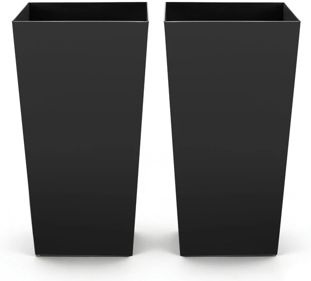 Main image of VEVOR Tall Planters Set of 2, 30 Inch Large Outdoor Taper Planters for Outdoor Indoor Plants, Front Porch Plastic Modern Flower Pots with Casters, Inner Pot & Drainage Holes for Patio, Garden, Black