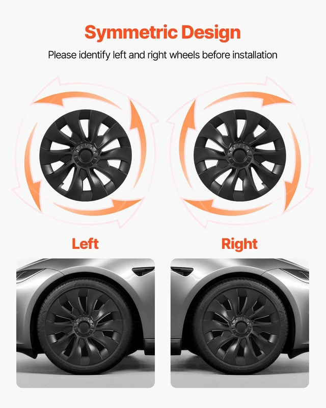 Alt view image 6 of 8 - VEVOR Hubcaps Wheel Covers for 2017-2023 Tesla Model 3, 18 Inch Set of 4 Wheel Rim Cover Hubcaps OEM Style Replacement, R18 Size Snap On Car Hub Caps, Premium 10-Spoke ABS Tire Rim Caps, Matte Black