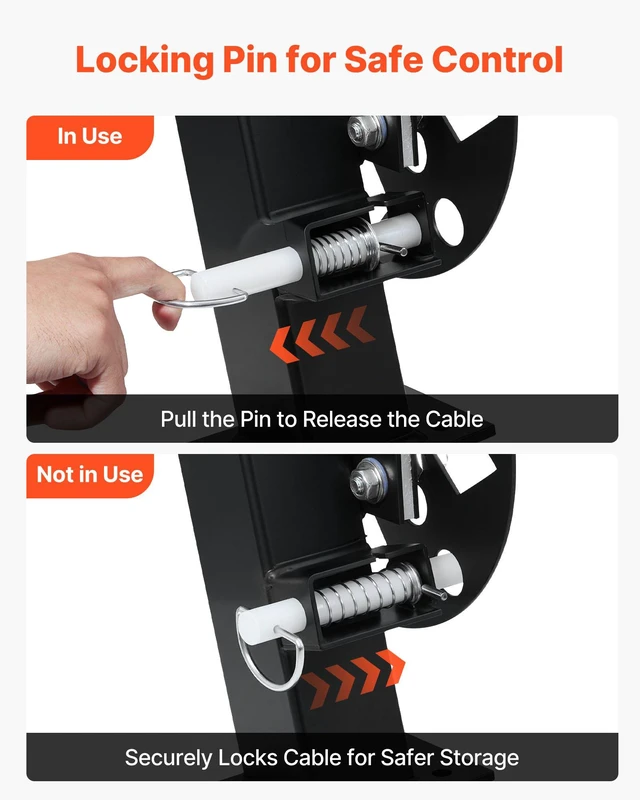 Alt view image 4 of 8 - VEVOR Heavy Duty Double Welding Cable Reel, Welding Cable Lead Reels for 150FT 1/0 & 125FT 2/0 Cable, Powder-Coated Steel Reel with Locking Pin for Service Trucks, Fleet Maintenance, Jobsites