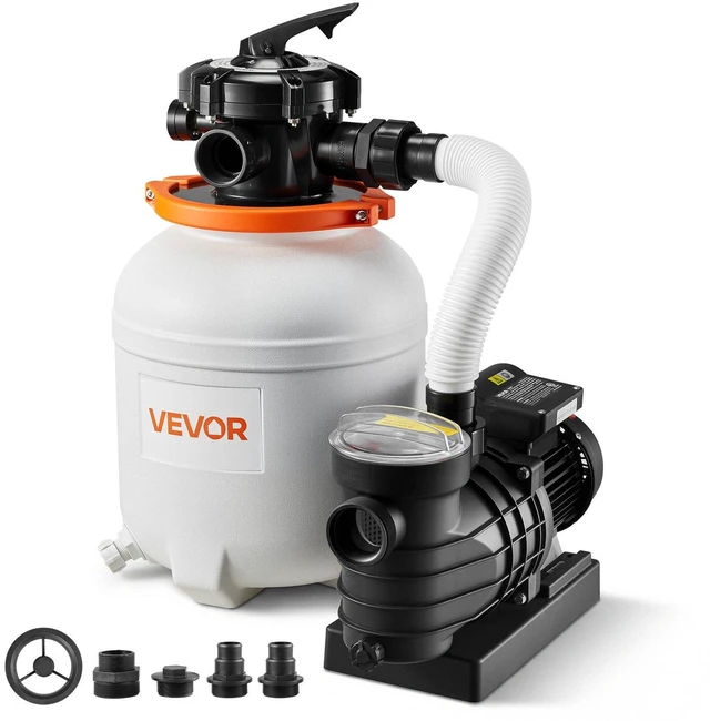 Main image of VEVOR 0.33 HP 3000 GPH Sand Filter Pump With 6-Way Valve, Pre-Assembled Core & Leak-Resistant Design, 12 Inch Swimming Pool Filter Pump, High-Efficiency Filtration for Above Ground Pool
