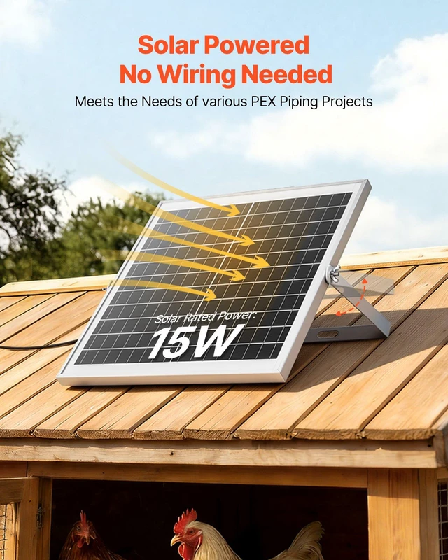 Alt view image 2 of 8 - VEVOR Solar Powered Fan, 15W Solar Panel with 2 Fans, Adjustable Solar Panel Angle, 2668 RPM High-Speed, Flexible Installation, Fast Air Exchange for Greenhouse, Grow Tents, Chicken Coops, Shelters