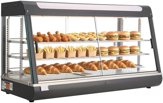 Main image of VEVOR 3-Tier Commercial Food Warmer Display, 1600W Food Display Warmer with LED Light, Top Storage and Adjustable Shelves, 86~185 Steam Heating, 190Qt/180L for Hamburger, Pizza, Bread, Fried Chicken
