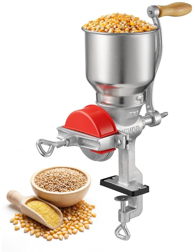 Main image of VEVOR Manual Grain Mill with High Hopper, Hand-Crank Corn Grinder, Heavy Duty Cast Iron Wheat Grinding Mill with Stable Table Clamp & Dust Cover for Grains Spices Coffee Beans Nuts