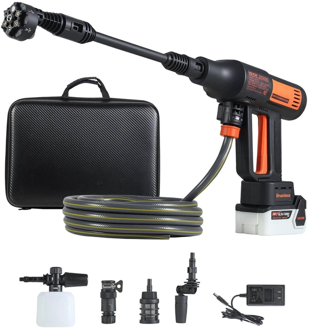 Main image of VEVOR Cordless Pressure Washer, 1200PSI MAX Portable Pressure Washer with Brushless Motor, 6-in-1 Nozzle & Water Hose, 4 Speed Adjustable, Battery Powered Handheld Power Cleaner for Home Garden Patio