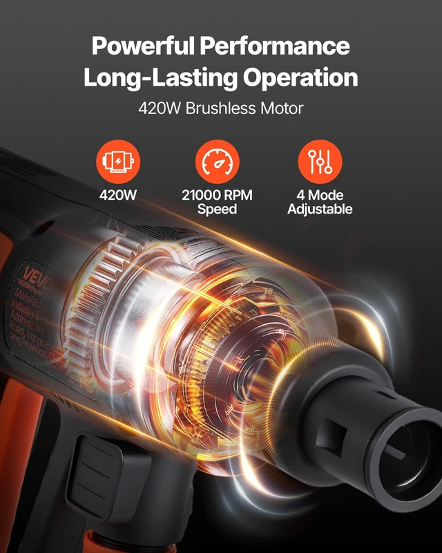 Alt view image 3 of 8 - VEVOR Cordless Pressure Washer, 1200PSI MAX Portable Pressure Washer with Brushless Motor, 6-in-1 Nozzle & Water Hose, 4 Speed Adjustable, Battery Powered Handheld Power Cleaner for Home Garden Patio