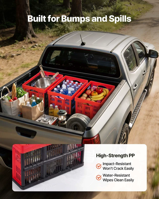 Alt view image 6 of 8 - VEVOR Plastic Collapsible Storage Bins, 32L 3 Packs, Stackable Folding Storage Crates with Handles, Holds 26 lbs Per Bin, Foldable Heavy Duty Containers, Space-Saving Baskets, for Home Organizing