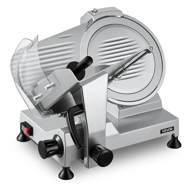 Main image of VEVOR Commercial Meat Slicer, 320W Electric Deli Food Slicer with 12" Carbon Steel Blade, Built-In Sharpener & 0-0.6" Adjustable Thickness for Frozen Meat, Ham, Baguett, Steak, UL Approved