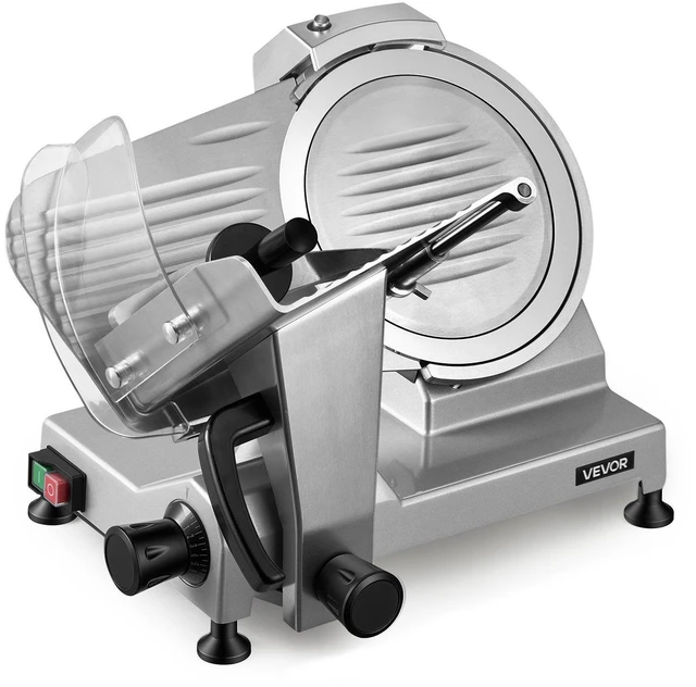 Main image of VEVOR 10" Commercial Meat Slicer, 240W Electric Deli Food Slicer with Carbon Steel Blade, Built-In Sharpener & 0-0.47" Adjustable Thickness for Frozen Meat, Ham, Baguett, Steak, UL Approved