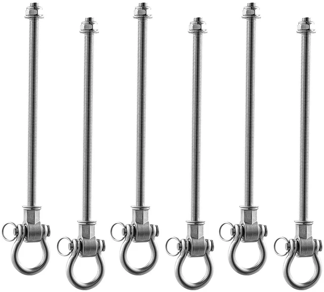 Main image of VEVOR Swing Hangers, 6 Pack Heavy Duty Swing Brackets, 850 lbs Each Load Capacity, Smooth Bearing, Stainless Steel Hangers, Ideal for Hammocks Playground Porch Yoga Boxing Bag Indoor Outdoor, Silver