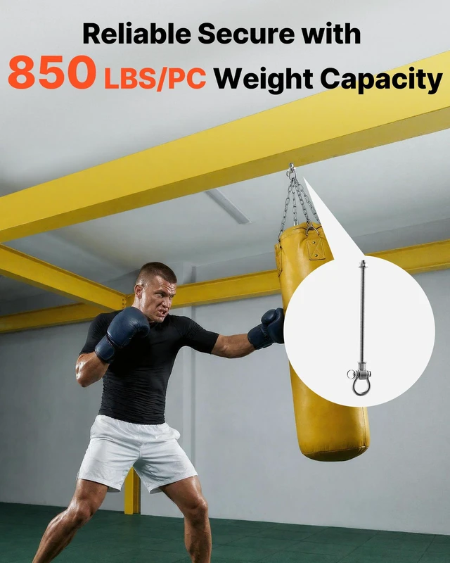 Alt view image 2 of 8 - VEVOR Swing Hangers, 6 Pack Heavy Duty Swing Brackets, 850 lbs Each Load Capacity, Smooth Bearing, Stainless Steel Hangers, Ideal for Hammocks Playground Porch Yoga Boxing Bag Indoor Outdoor, Silver