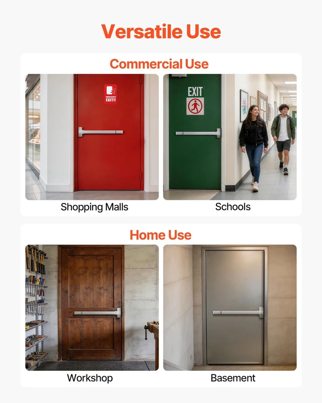 Alt view image 6 of 8 - VEVOR Push Bar Panic Exit Device, 28" Premium Metal Commercial Panic Bar for Exit Doors, Emergency Exit Door Hardware with Warning Sticker, Easy Installation, for 28"-41" Wood or Metal Door, Silver