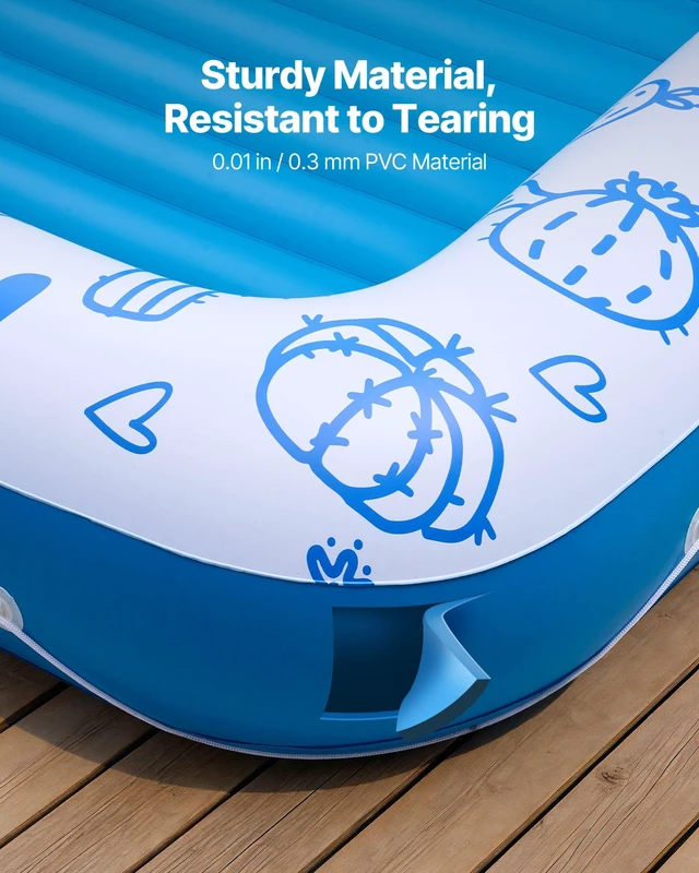 Alt view image 7 of 8 - VEVOR Inflatable Pool Float with UPF 50+ Canopy, 82" x 55" Large Tanning Pool Floating Lounger for Adults, 550LBS Capacity Sunbathing Lounger Floaties with Pillow, Phone & Cup Holder for Water Fun
