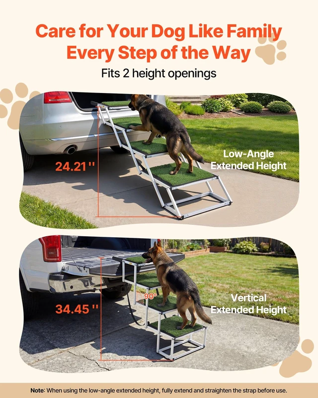 Alt view image 2 of 8 - VEVOR Dog Stairs for Car, 4 Steps Extra Wide Foldable Dog Ramp for Large Dogs with Non-Slip Surface, Portable Lightweight Pet Stairs Ladder for Car, SUV, Truck, High Bed, Sofa, Support up to 200 lbs