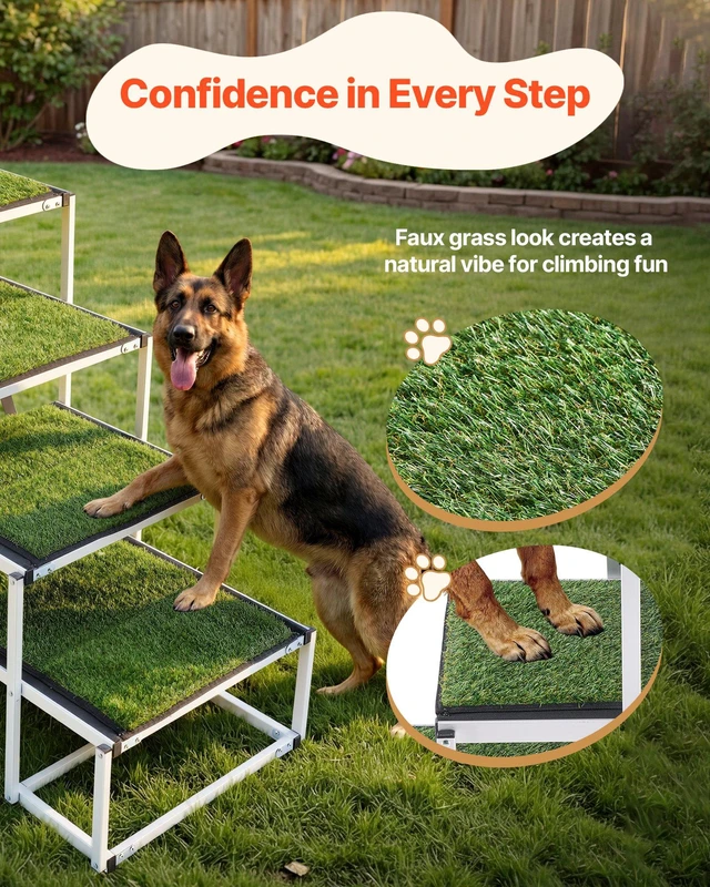 Alt view image 4 of 8 - VEVOR Dog Stairs for Car, 4 Steps Extra Wide Foldable Dog Ramp for Large Dogs with Non-Slip Surface, Portable Lightweight Pet Stairs Ladder for Car, SUV, Truck, High Bed, Sofa, Support up to 200 lbs