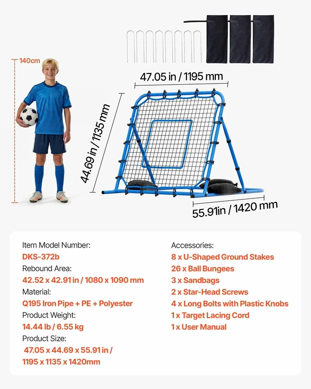 Alt view image 7 of 8 - VEVOR Soccer Rebounder Net, Quick-Switch Angle Soccer Goal Rebounder for Control, Passing Practice, Heavy-Duty Iron Frame & PE Net, Easy Setup Ball Training Equipment for Teens&Adults,3.7 x 3.7 ft