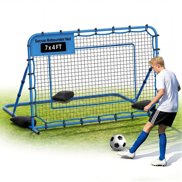 Main image of VEVOR Soccer Rebounder Net, Quick-Switch Angle Soccer Goal Rebounder for Control, Passing Practice, Heavy-Duty Iron Frame & PE Net, Easy Setup Ball Training Aids & Equipment for Teens&Adults,7 x 4 ft