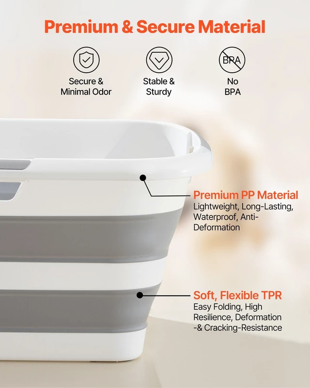 Alt view image 3 of 8 - VEVOR Dog Bathtub, Collapsible Dog Bath Tub, Pet Bathing Grooming Wash Shower Station, Portable Space-saving & Stable Support, Built-In Drainage Hole for Small Pet Puppy Doggie Cat Outdoor, Gray White