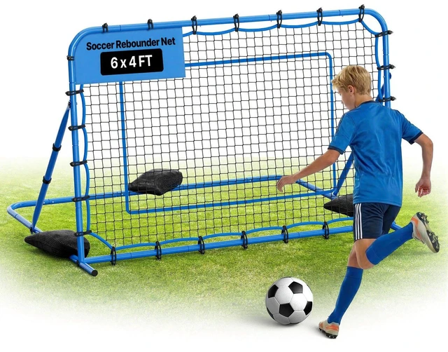 Main image of VEVOR Soccer Rebounder Net, Quick-Switch Angle Soccer Goal Rebounder for Control, Passing Practice, Heavy-Duty Iron Frame & PE Net, Easy Setup Ball Training Aids & Equipment for Teens&Adults,6 x 4 ft
