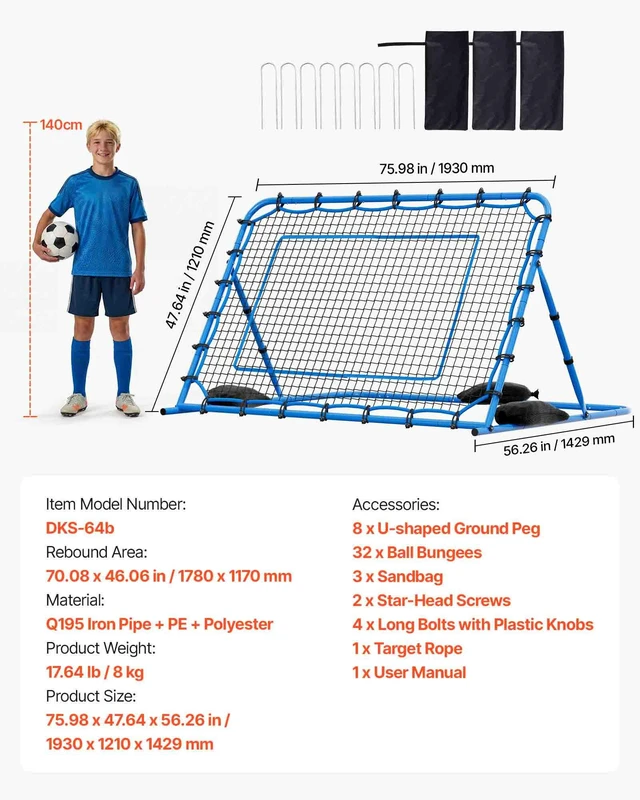 Alt view image 7 of 8 - VEVOR Soccer Rebounder Net, Quick-Switch Angle Soccer Goal Rebounder for Control, Passing Practice, Heavy-Duty Iron Frame & PE Net, Easy Setup Ball Training Aids & Equipment for Teens&Adults,6 x 4 ft