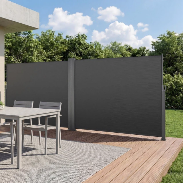 Main image of VEVOR Retractable Side Awning, 71" x 236" Patio Retractable Side Screen with 180 g/m² Polyester Fabric, Waterproof Sunshade Outdoor Privacy Screen Room Divider for Garden, Balcony, Pools, Deck, Gray