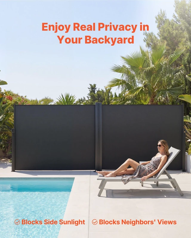 Alt view image 6 of 8 - VEVOR Retractable Side Awning, 71" x 236" Patio Retractable Side Screen with 180 g/m² Polyester Fabric, Waterproof Sunshade Outdoor Privacy Screen Room Divider for Garden, Balcony, Pools, Deck, Gray