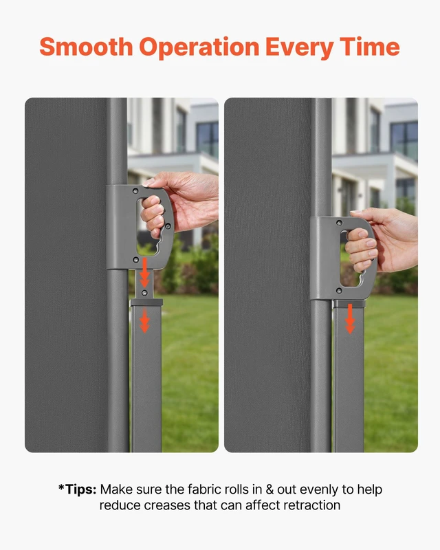 Alt view image 5 of 8 - VEVOR Retractable Side Awning, 73" x 165" Patio Retractable Side Screen with 180 g/m² Polyester Fabric, Waterproof Sunshade Outdoor Privacy Screen Room Divider for Garden, Balcony, Pools, Deck, Gray