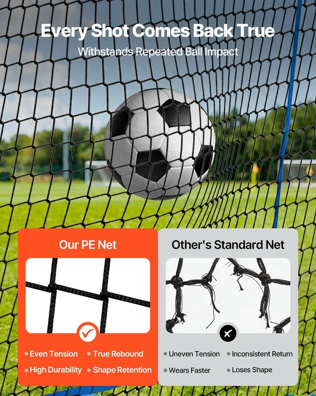 Alt view image 4 of 8 - VEVOR Soccer Rebounder Net, Quick-Switch Angle Soccer Goal Rebounder for Control, Passing Practice, Heavy-Duty Iron Frame & PE Net, Easy Setup Ball Training Equipment for Teens&Adults,3.7 x 3.7 ft