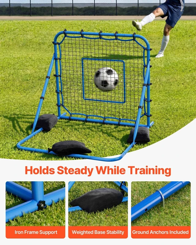 Alt view image 5 of 8 - VEVOR Soccer Rebounder Net, Quick-Switch Angle Soccer Goal Rebounder for Control, Passing Practice, Heavy-Duty Iron Frame & PE Net, Easy Setup Ball Training Equipment for Teens&Adults,3.7 x 3.7 ft
