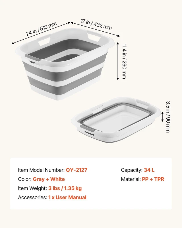 Alt view image 6 of 8 - VEVOR Dog Bathtub, Collapsible Dog Bath Tub, Pet Bathing Grooming Wash Shower Station, Portable Space-saving & Stable Support, Built-In Drainage Hole for Small Pet Puppy Doggie Cat Outdoor, Gray White