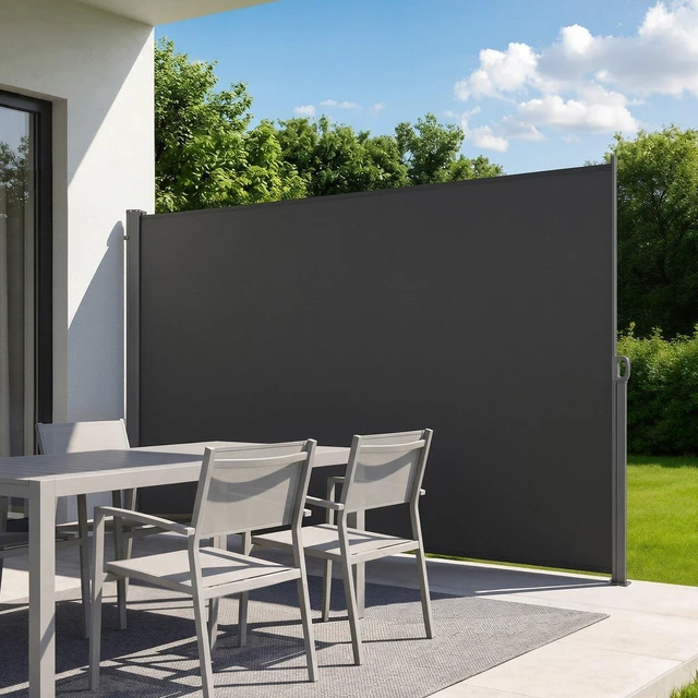 Main image of VEVOR Retractable Side Awning, 71" x 118" Patio Retractable Side Screen with 180 g/m² Polyester Fabric, Waterproof Sunshade Outdoor Privacy Screen Room Divider for Garden, Balcony, Pools, Deck, Gray